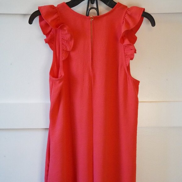 BE Stage, Sleeveless Ruffle Romper, Bright‎ Coral, Pink - Picture 4 of 6